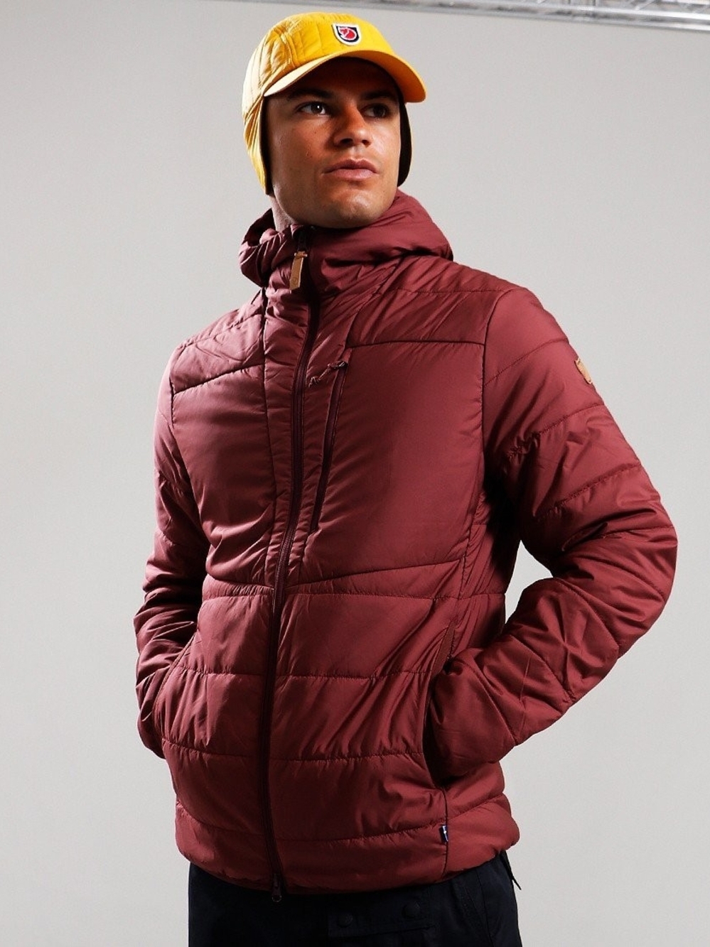 Fjalleaven, Hooded Jacket, Keb Padded Insulated, Mens Large, Maroon